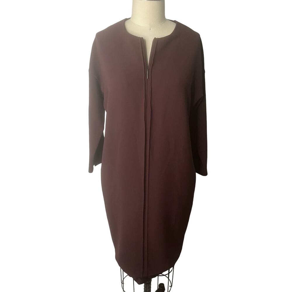 Vince Seamed Front Zip Cocoon Dress Brown Size Small